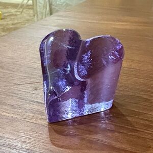 Fire & Light Purple Glass Heart Paper Weight